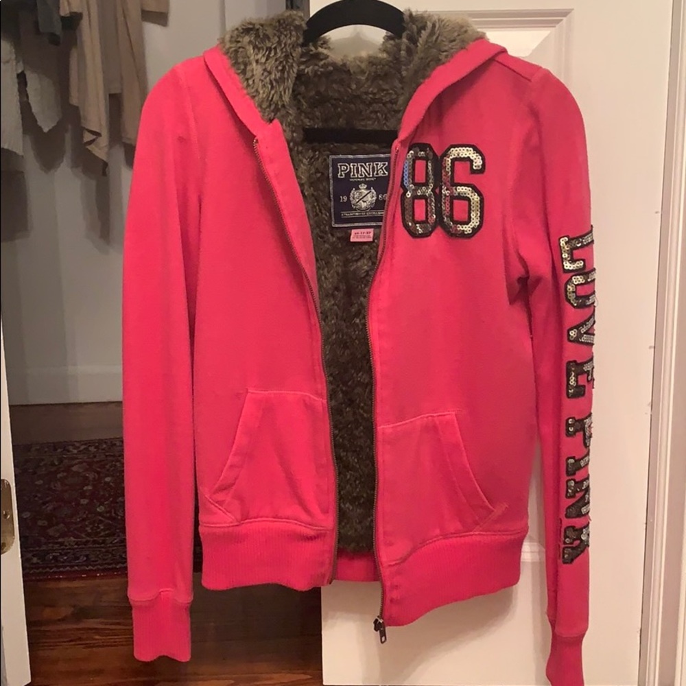 PINK Victoria Secret Faux Fur Sweatshirt